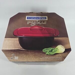 CorningWare Ryku Stoneware Baker 2pc Set China Red Asian Inspired Modern